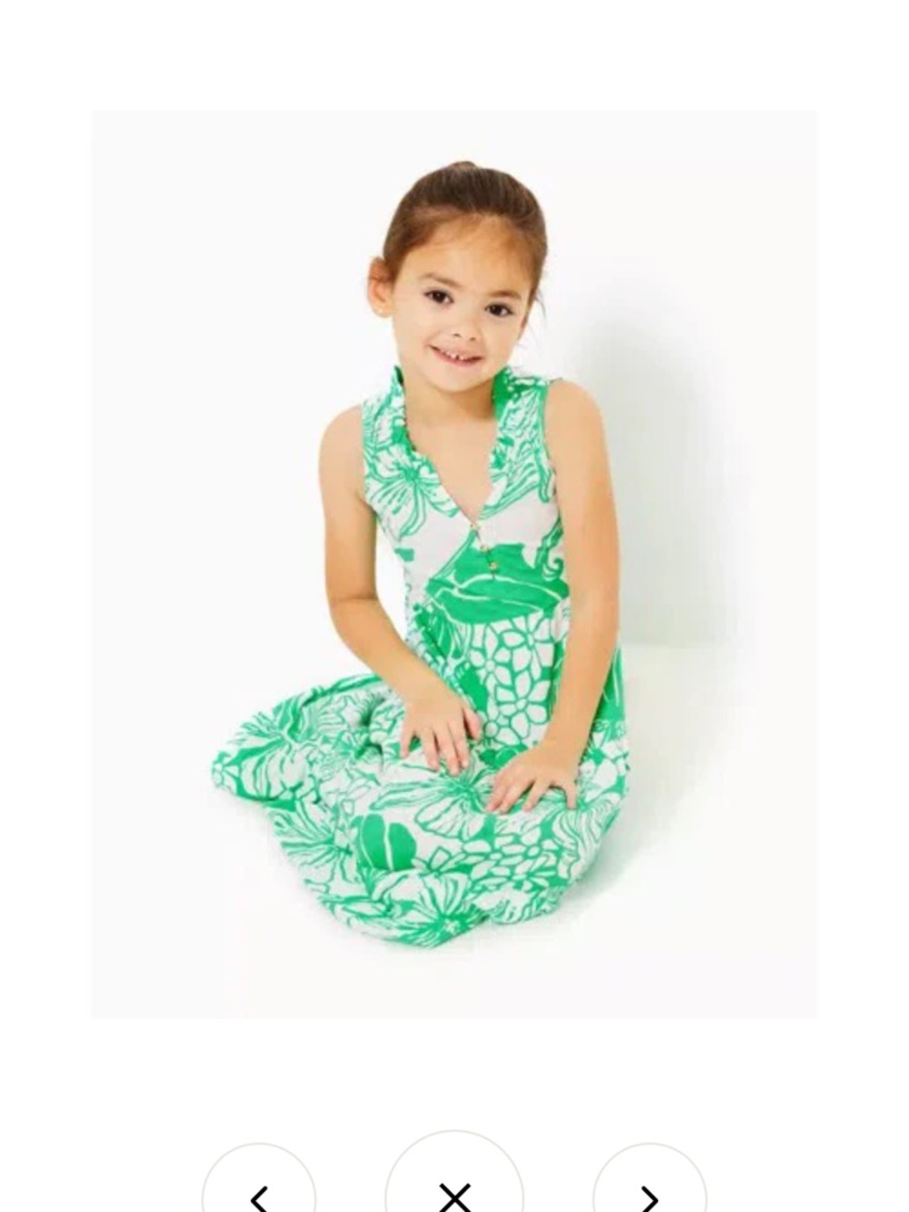 Lilly Pulitzer Green and White Floral Kids Casual Dress